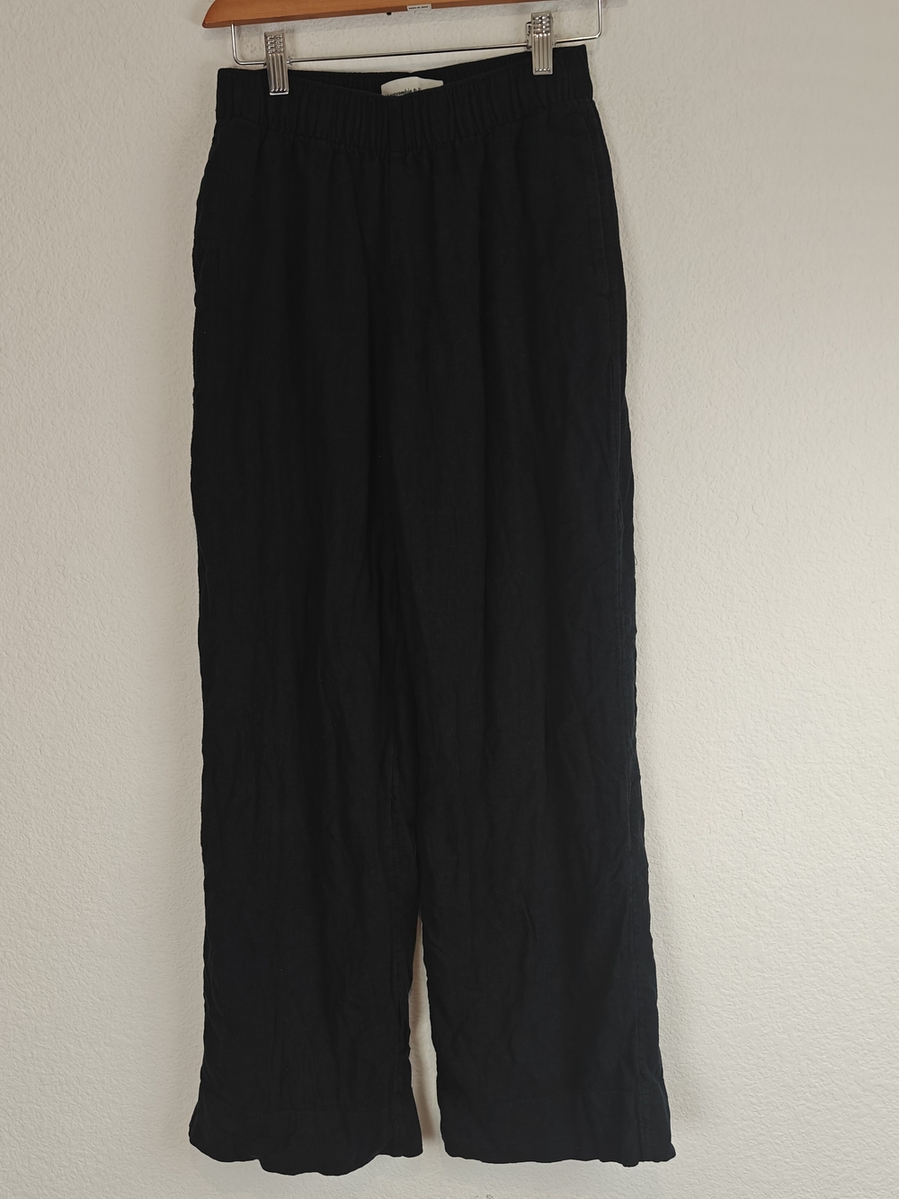 Abercrombie & Fitch Black Linen Blend Wide Leg Pull-On Pants XS Minimailst